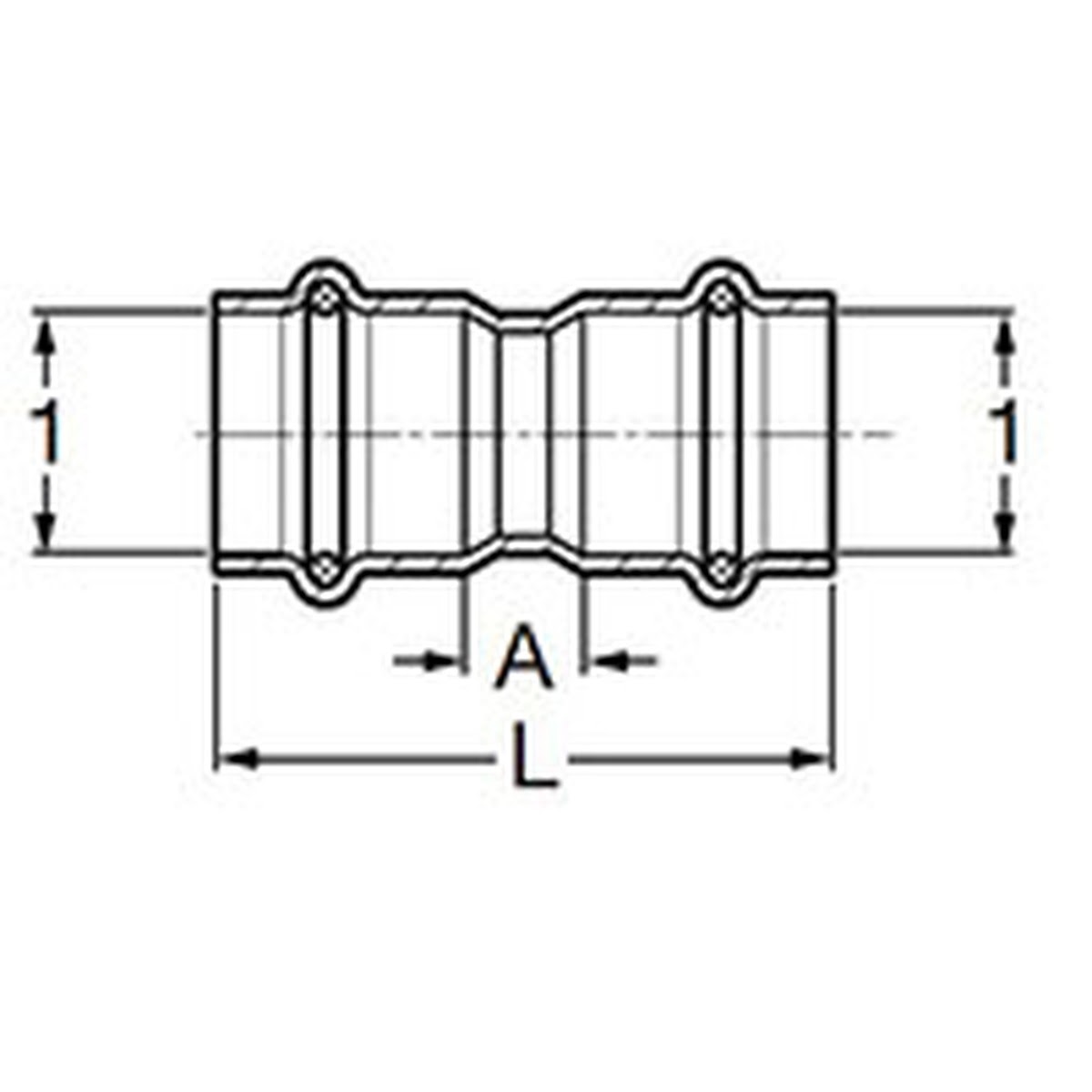 Viega 80290 (4015) 2 in. x 2 in. ProPress 316 Stainless Steel Press Coupling with Stop (1 Each) - 2