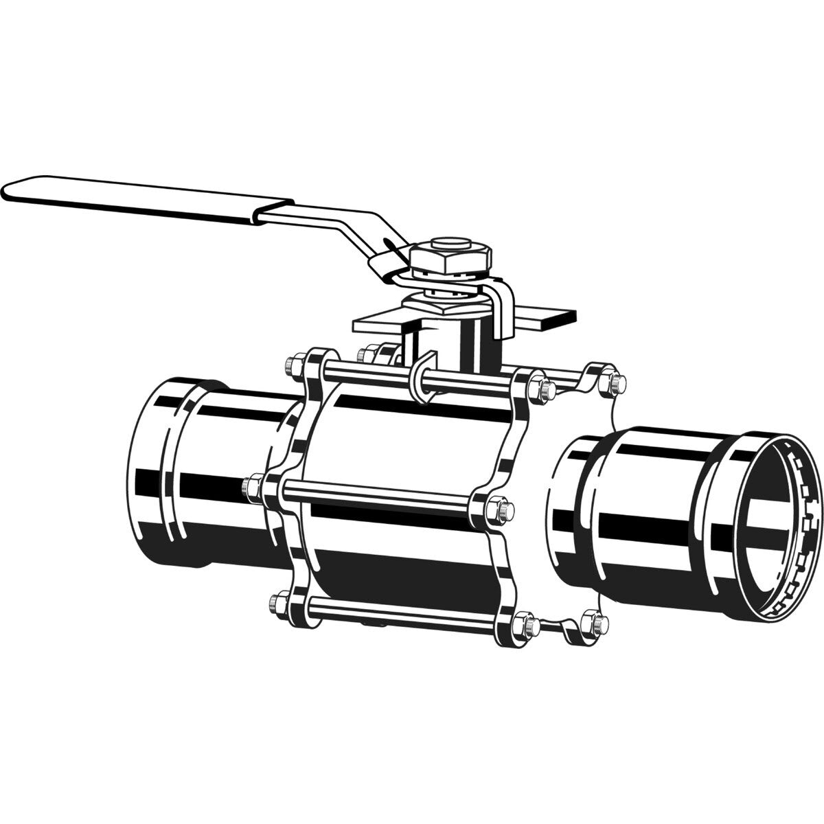 Viega 86655 (4175.8XL) MegaPress 304 FKM 3 in. 3-Piece Press Ball Valve for Stainless Steel Pipe (1 Each) - 2