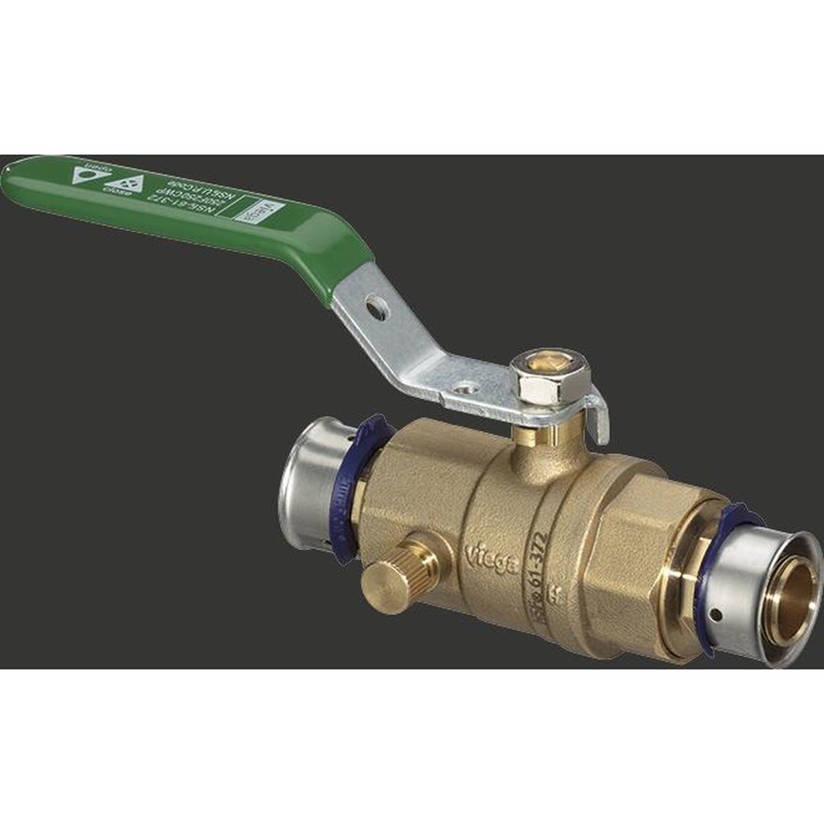 Viega 87910 (2875ZL) 1/2 in. x 1/2 in. PureFlow Press Brass Ball Valve with Drain (1 Pack) - 2