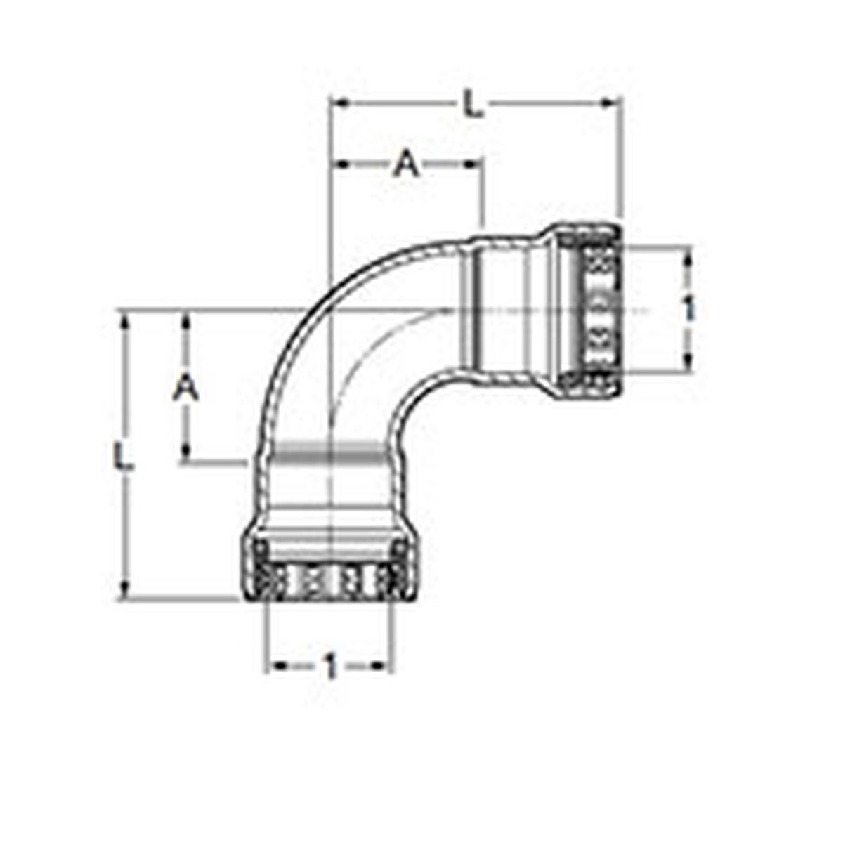 Viega 91695 (6816) MegaPress 316 FKM 1/2 in. x 1/2 in. 90 Degree Elbow Press x Press for Stainless Steel Pipe (1 Each) - 2