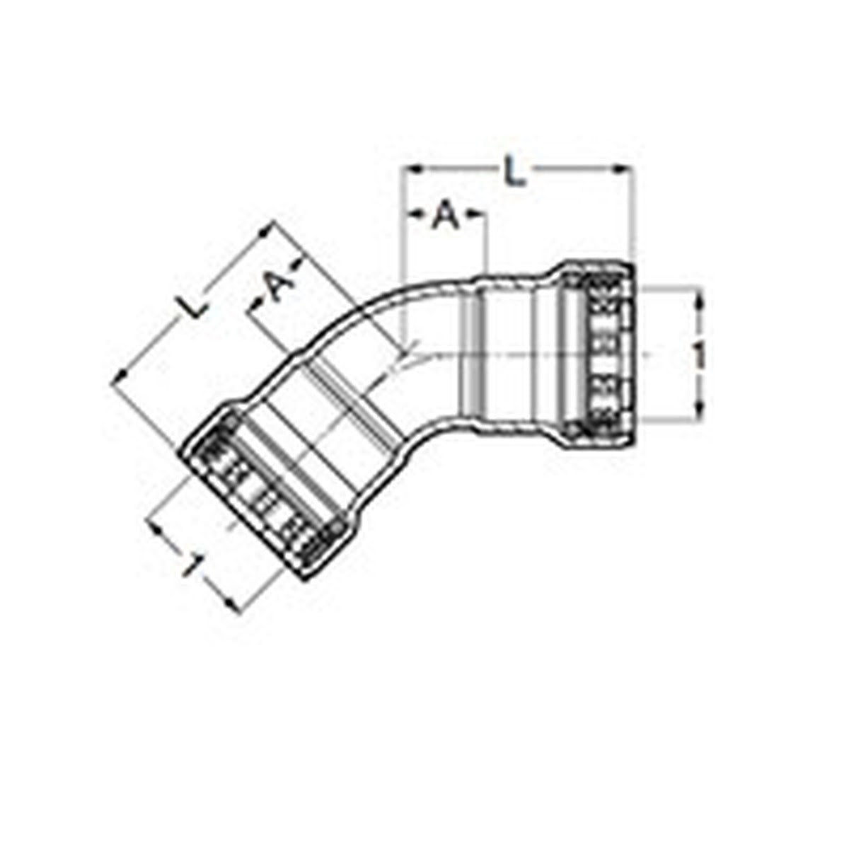 Viega 91755 (6826) MegaPress 316 FKM 1/2 in. 45 Degree Press Elbow (1 Each) - 2