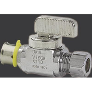 Viega 94031 (2842.3ZL) PureFlow Press Straight Stop Valve 1/2 in. Press x 1/4 in. CTS (1 Each)