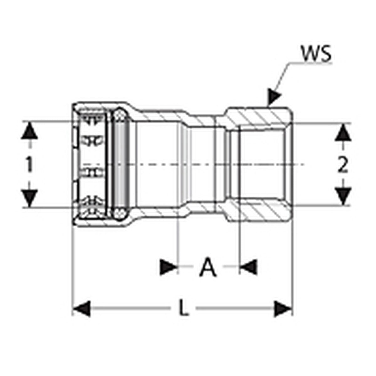 Viega 95280 (4112) MegaPress 304 FKM 2 in. Press x 2 in. FPT Stainless Steel Adapter - 2