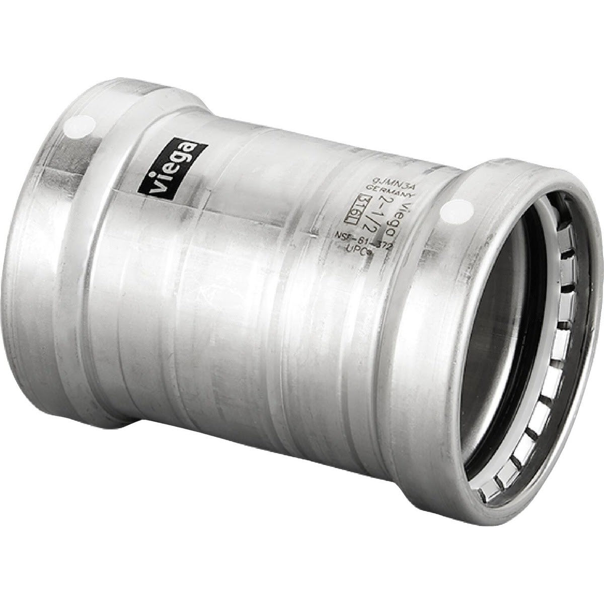 Viega 95670 (4115.5XL) MegaPress 304 FKM 4 in. x 4 in. Press Stainless Steel Coupling No Stop (1 Each)