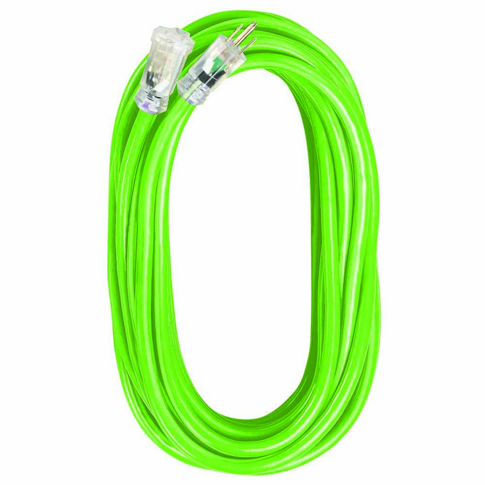 Voltec 05-00116 100FT 12/3 SJTW 300V Fluorescent Green/Black Extension Cord