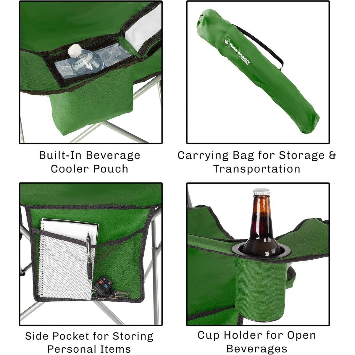 Wakeman 696593JEY Camping Chair with Canopy Shade 300 lb Capacity 37 x 23 x 53" Folded 6 x 37" - 4