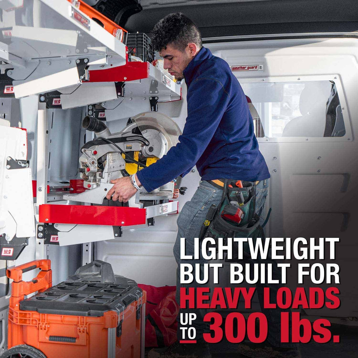 Weather Guard 9548-3-01 Folding Van Shelving Unit with 2 Shelves for Flexible Van Storage - 10