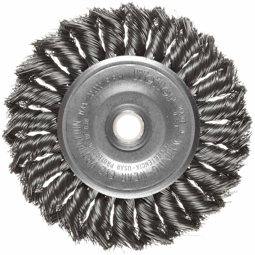 Weiler 08044 4" Standard Twist Wire Wheel, .014 Steel Fill, 1/2"-3/8" Arbor Hole