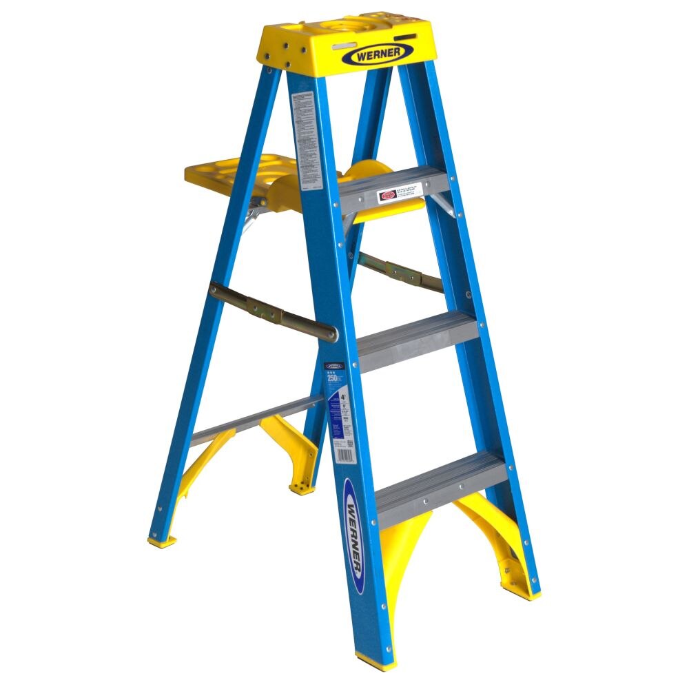 Werner 6004S 4ft Type I Fiberglass Stepladder with Shelf