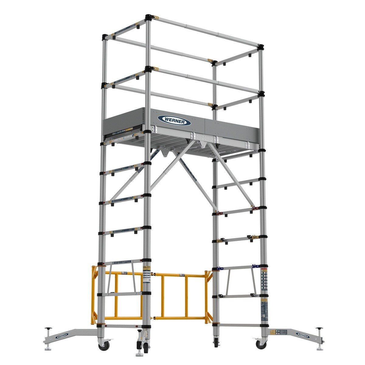 Werner ATS-72 Aluminum 6' Telescoping Rolling Scaffold with 500 lb Load Capacity