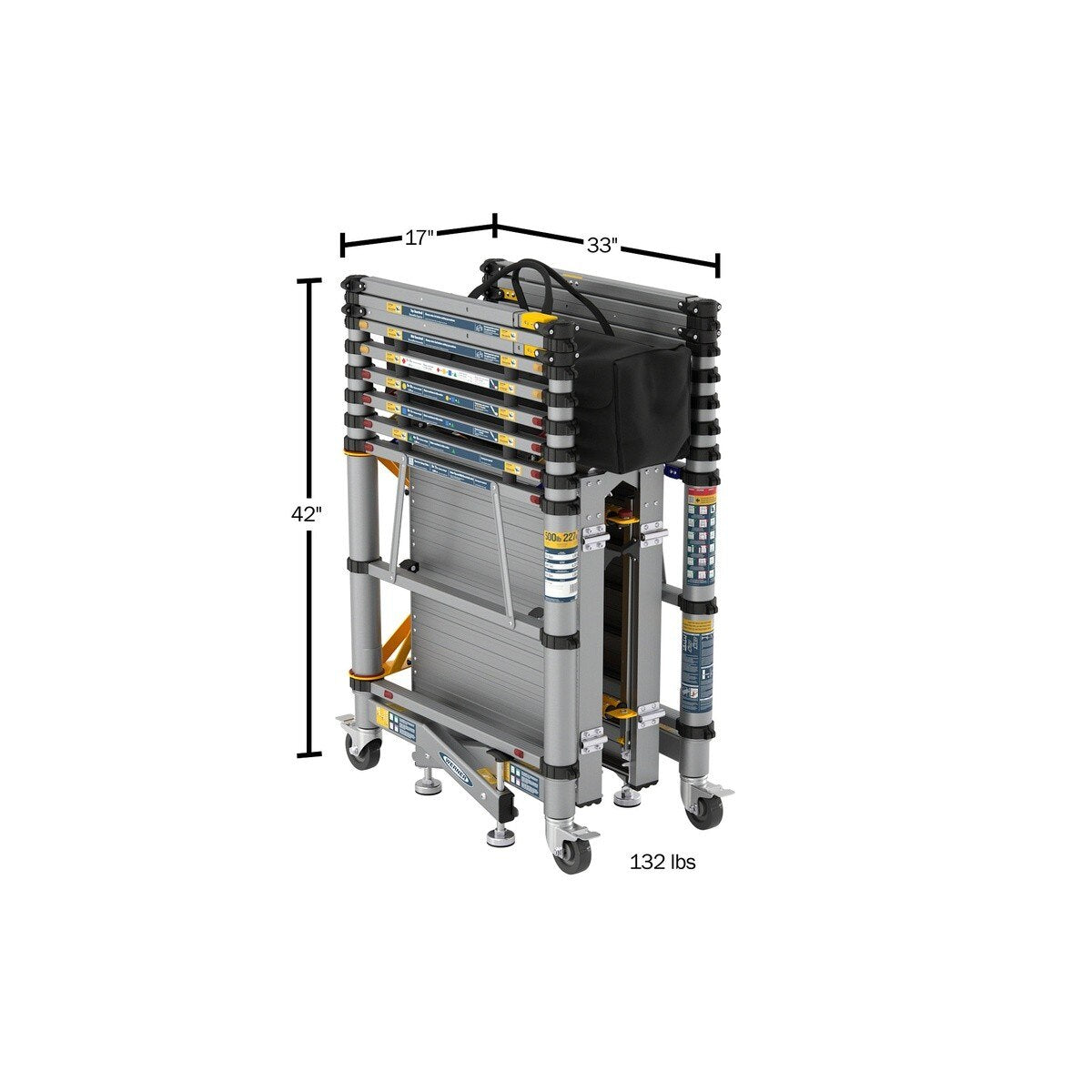 Werner ATS-72 Aluminum 6' Telescoping Rolling Scaffold with 500 lb Load Capacity - 2