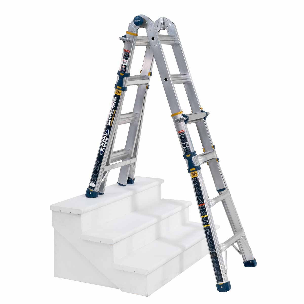 Werner MT-18IAA 18FT Reach Height Multi-Position Ladder, 375LB Load Capacity, 17FT T IAA, 18' AL TEL ARTCLT LDR IAA HSMT - 4