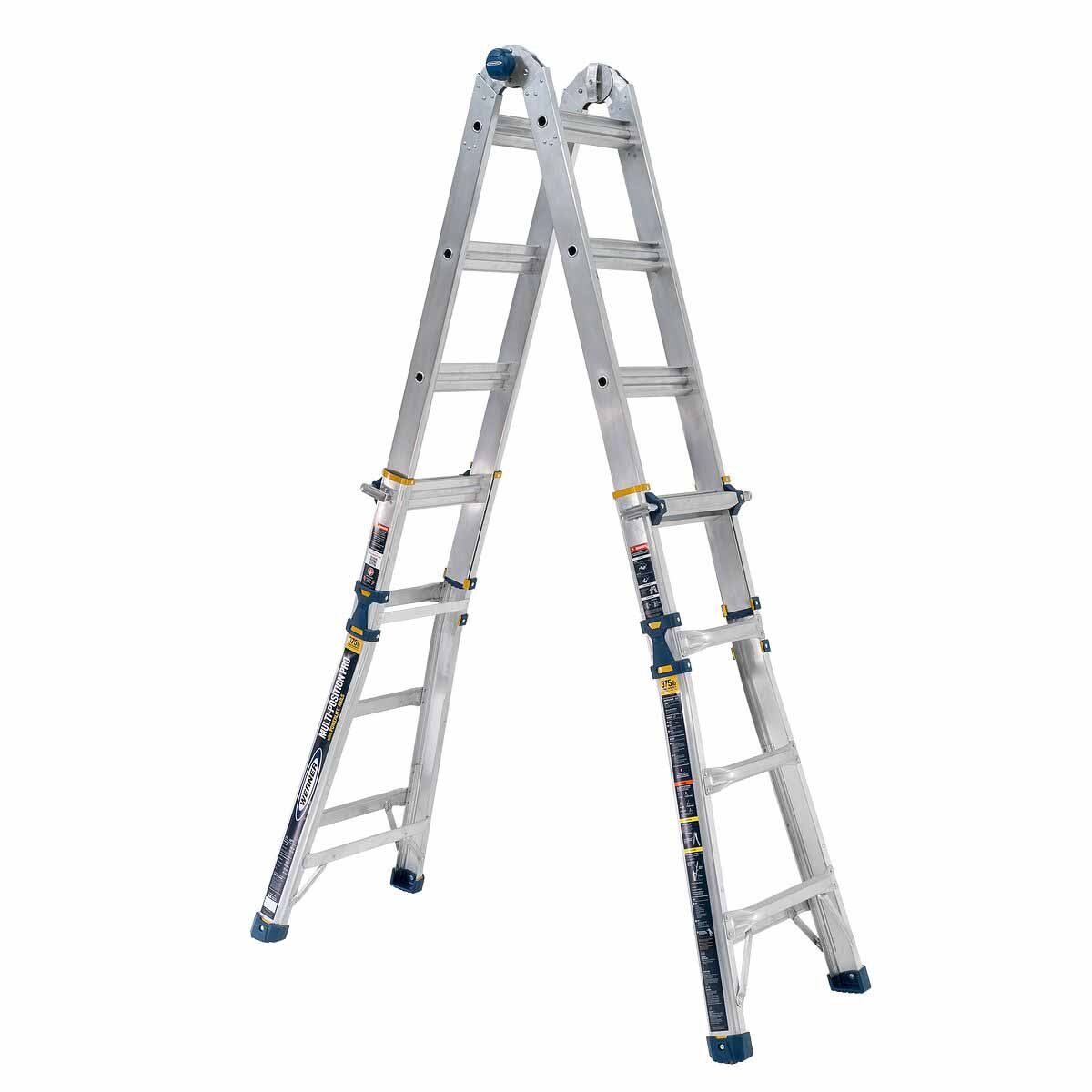 Werner MT-18IAA 18FT Reach Height Multi-Position Ladder, 375LB Load Capacity, 17FT T IAA, 18' AL TEL ARTCLT LDR IAA HSMT - 12