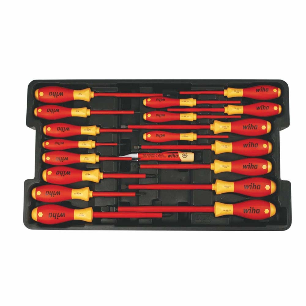 Wiha 32095 19 Piece Insulated Screwdriver and Cat III Voltage Detector Set