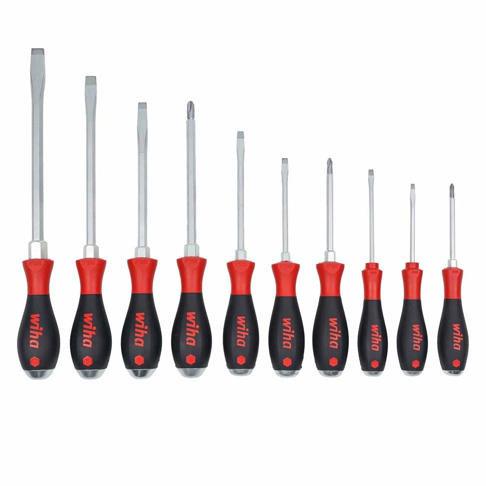 Wiha 53180 10 Piece SoftFinish X Heavy Duty Cushion Grip Screwdriver Tray Set