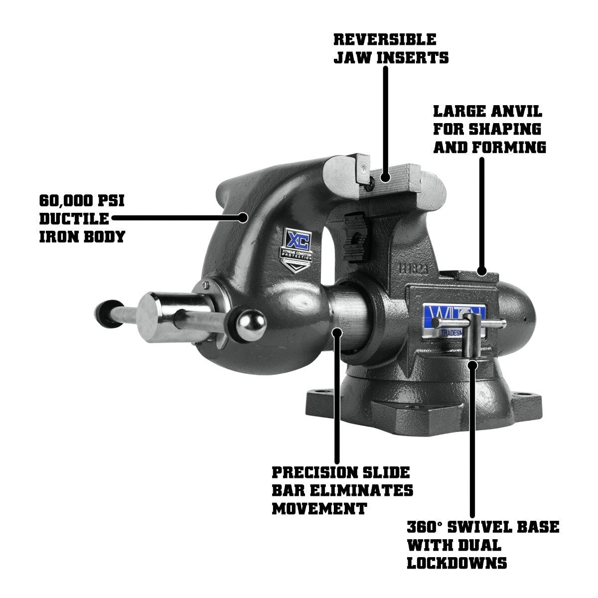 Wilton WL9-28842 Tradesman 1765XC Bench Vise 6.5" Jaw Width 6" Jaw Opening 4" Throat Depth - 2