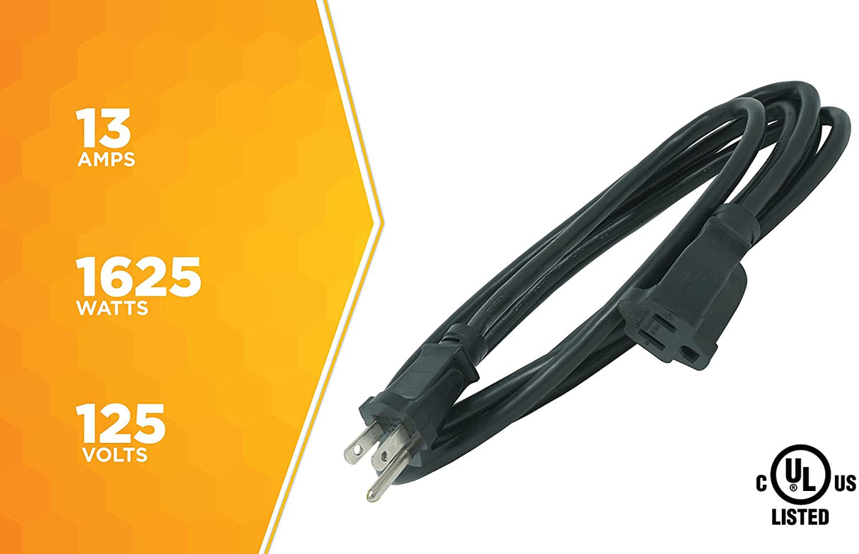 Woods 260 General Purpose Outdoor/Indoor Extension Cord (8 Ft, Black) - 6