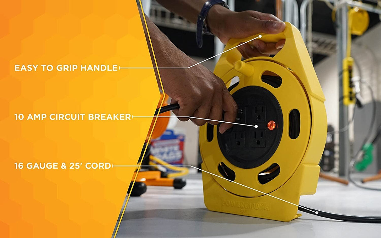 Woods 2801 Extension Reel with Four 3-Prong Power Outlets, Heavy Duty Retractable Cord, User Fr - 5