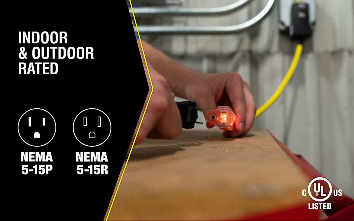 Woods 2879 Cord Ext Gfci 14/3Sjtw 6Ft Yel, 6-Feet, Yellow - 5