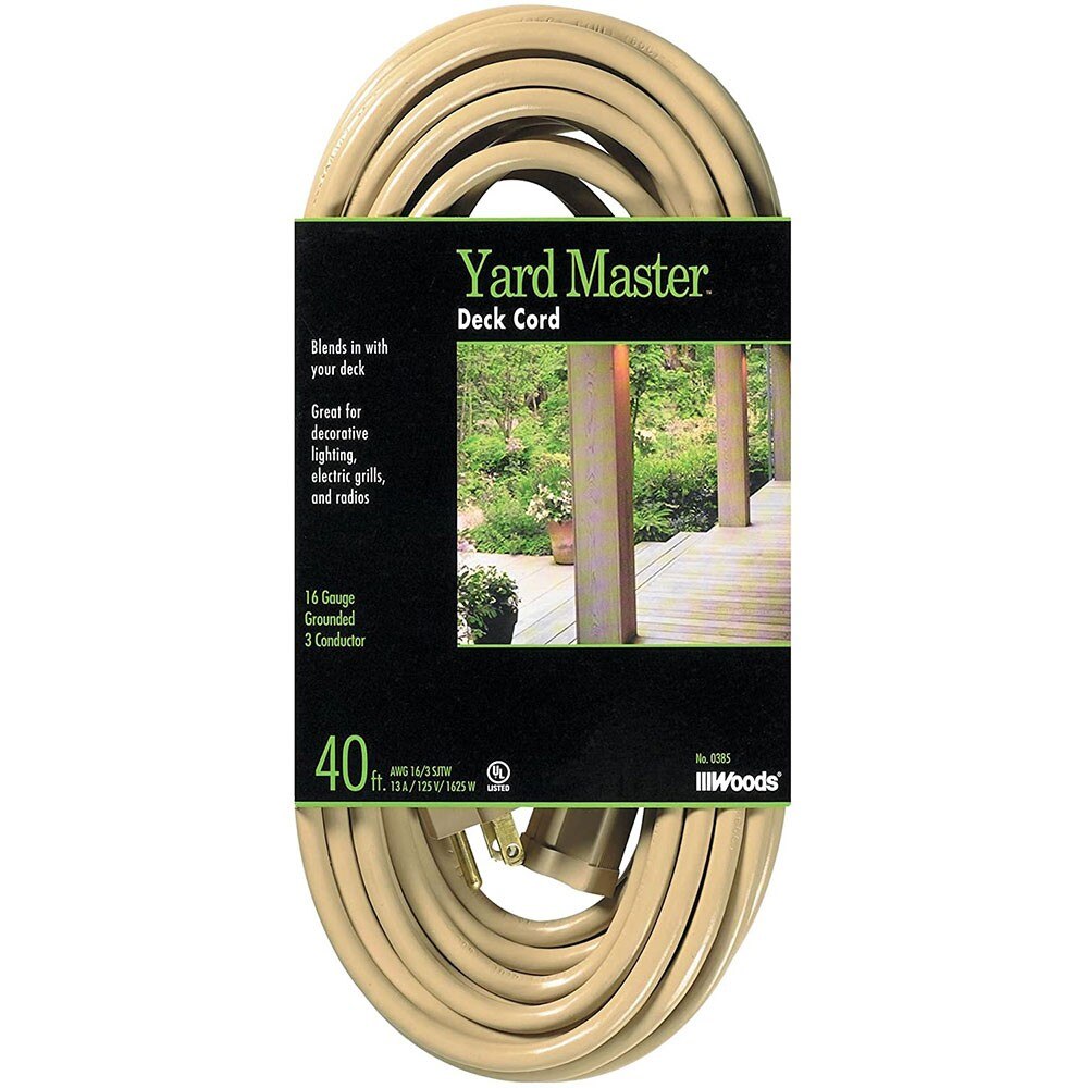 Woods 385 SJTW Yard Master Deck Extension Cord, Beige, 40-Feet - 2