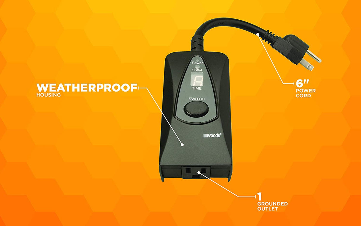 Woods 50013 50013WD Outdoor 24-Hour Digital Photocell Timer with Light Sensor, Plug-In - 5