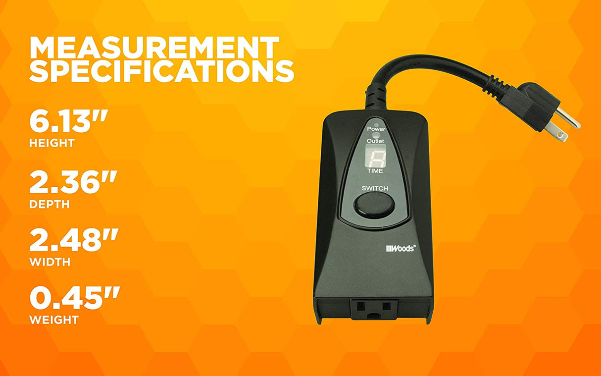 Woods 50013 50013WD Outdoor 24-Hour Digital Photocell Timer with Light Sensor, Plug-In - 6