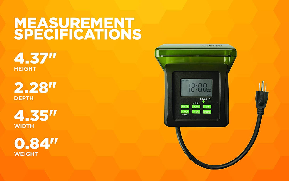 Woods 50015 50015WD Outdoor 7-Day Heavy Duty Digital Plug-in Timer, 2 Grounded Outlets, Weather - 7