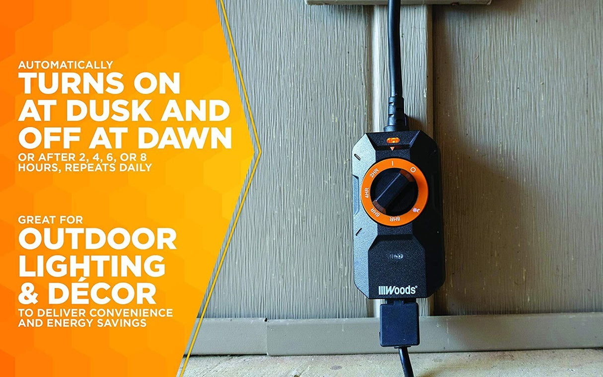 Woods 50121WD Outdoor Dusk to Dawn Lighting Timer, 1 Grounded Outlet - 6