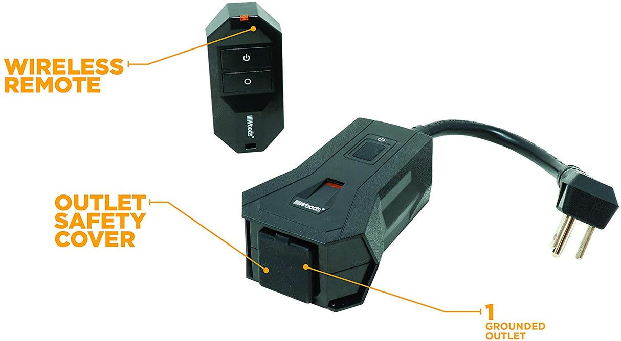 Woods 50125WD Outdoor Indoor Wireless Remote Control Outlet Kit, Electrical Plug In Remote Ligh - 2