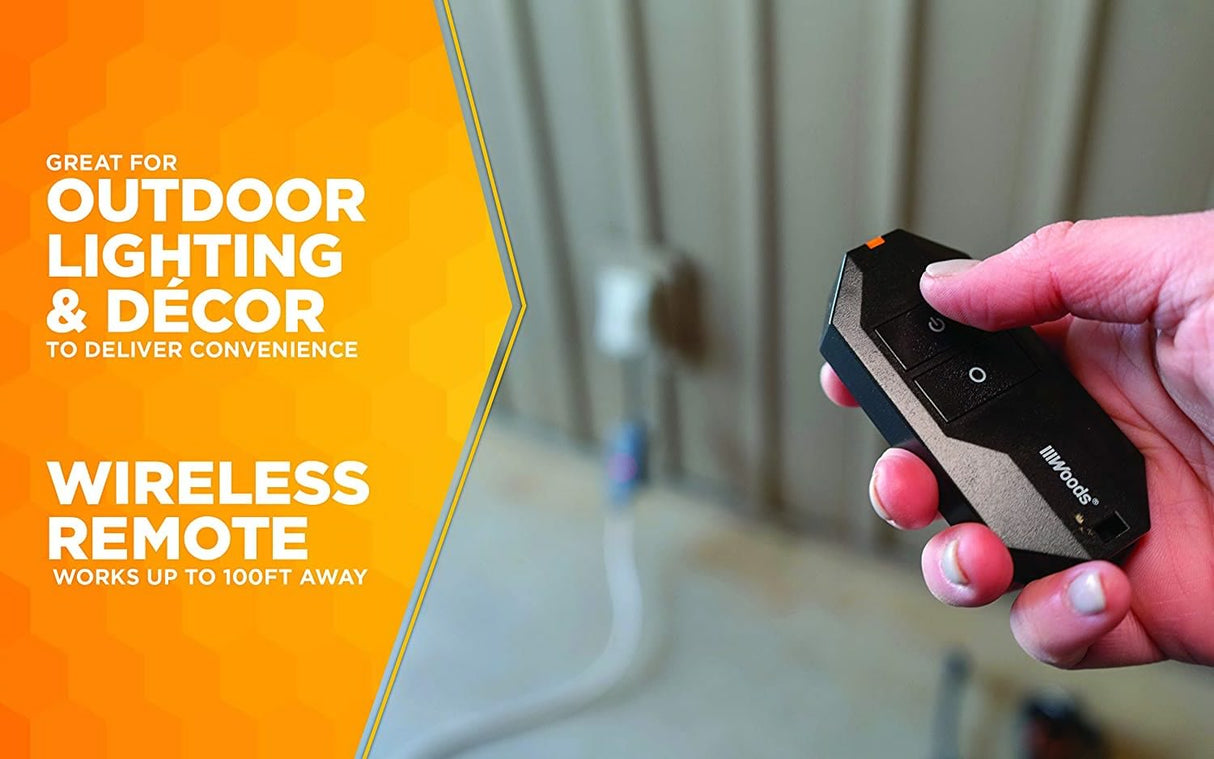 Woods 50125WD Outdoor Indoor Wireless Remote Control Outlet Kit, Electrical Plug In Remote Ligh - 5