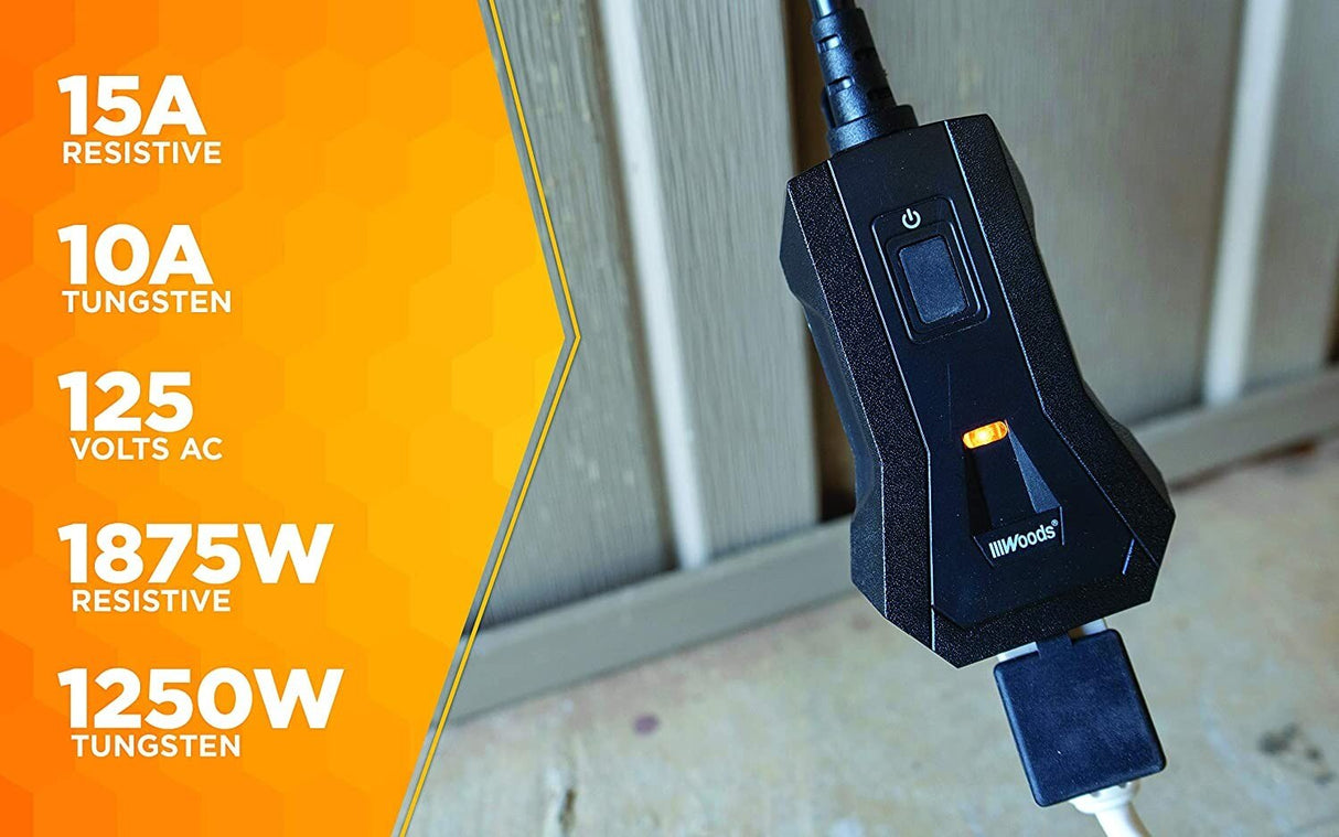 Woods 50125WD Outdoor Indoor Wireless Remote Control Outlet Kit, Electrical Plug In Remote Ligh - 8