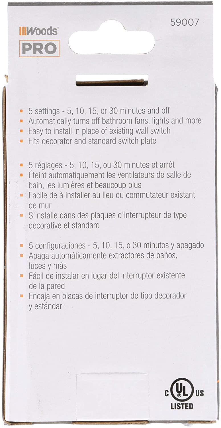 Woods 59007 59007WD In-Wall 30-Minute Decora Digital Countdown Timer - 7