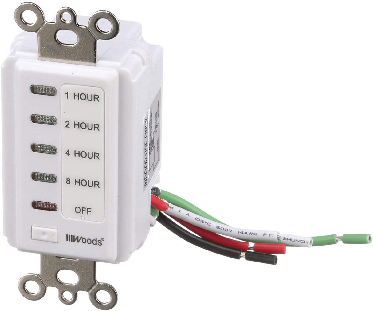 Woods 59013 In-Wall Timer, 120 V, 15 A, 2, 4, 8, 12 Hr Off Off, 8-Hour - 2