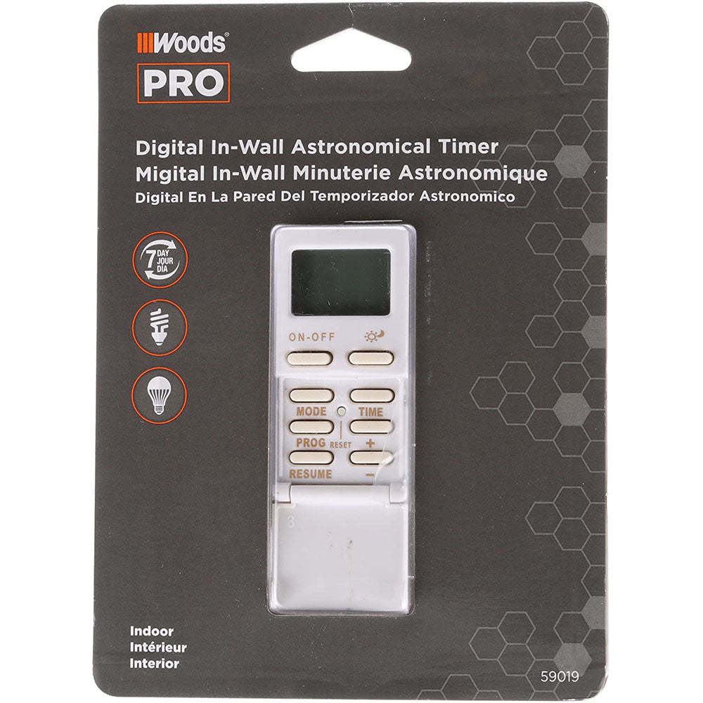 Woods 59019 59019WD In-Wall Astronomical 7-Day Digital Timer with Sun Tracking - 2