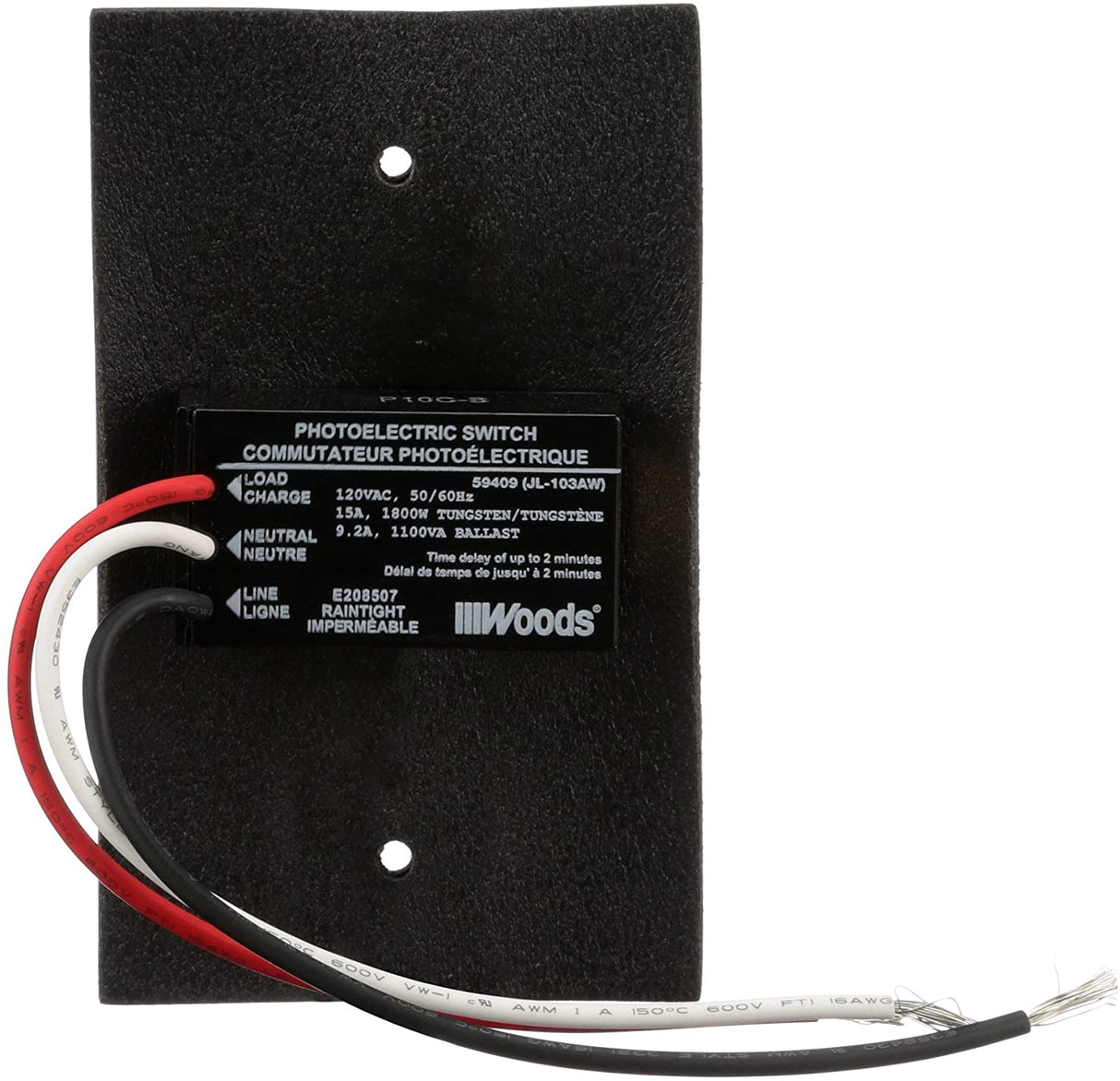 Woods 59409 59409WD Outdoor Hardwired Post Eye Light Control and Wall Plate, Metallic Finish,Silver - 3