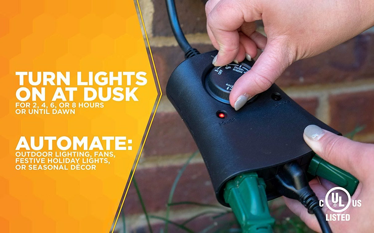 Woods 59746WD 24-Hour Automatic Photocell Remote Control Timer with 3 Grounded Outlets Ideal fo - 6