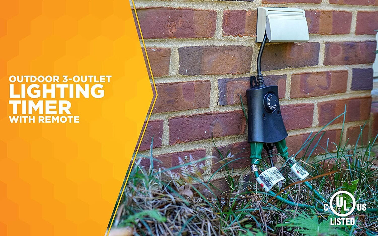 Woods 59746WD 24-Hour Automatic Photocell Remote Control Timer with 3 Grounded Outlets Ideal fo - 7