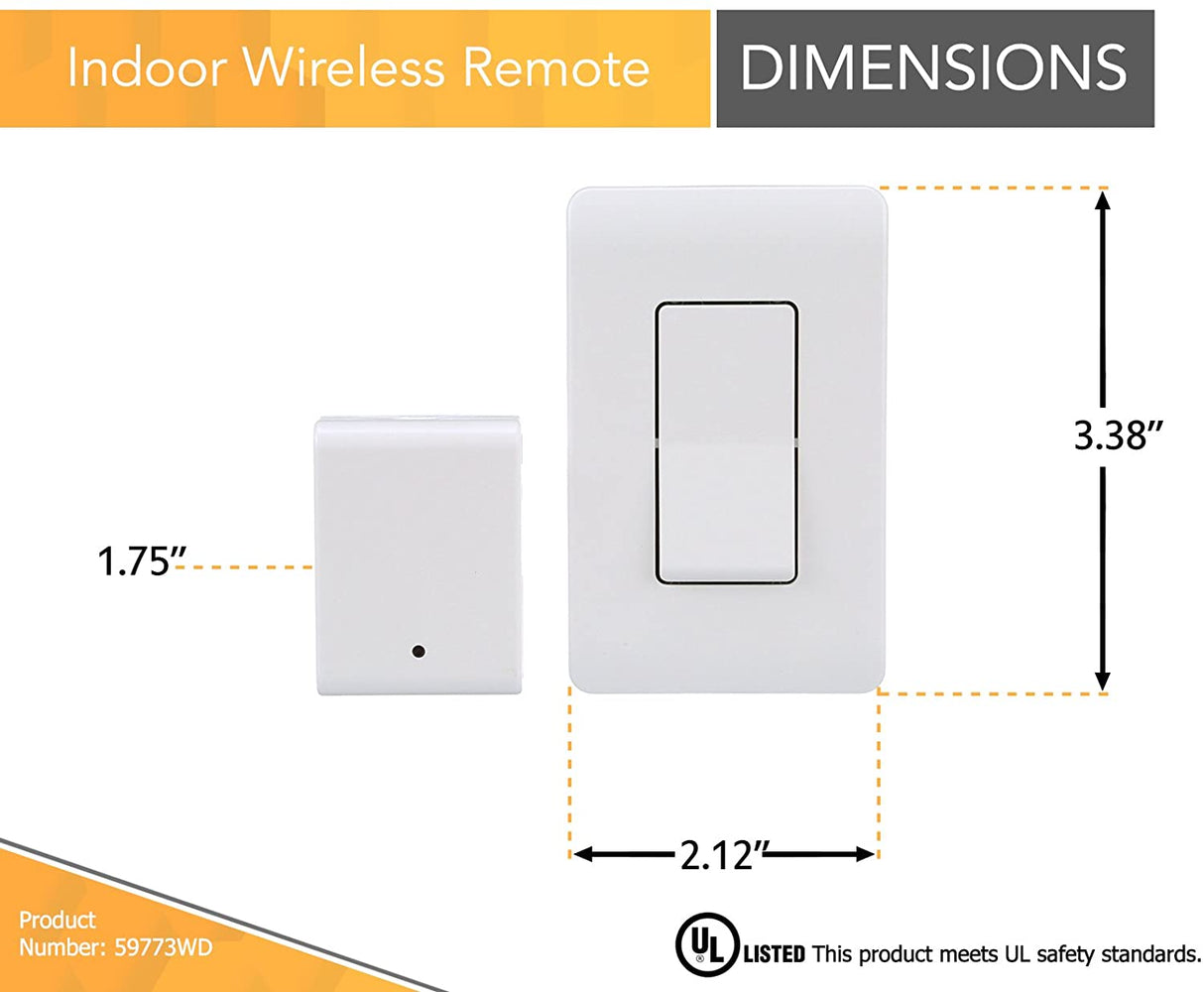 Woods 59773 Indoor Remote Control For Lights with Wall Switch (1 Polarized Outlet) - 2
