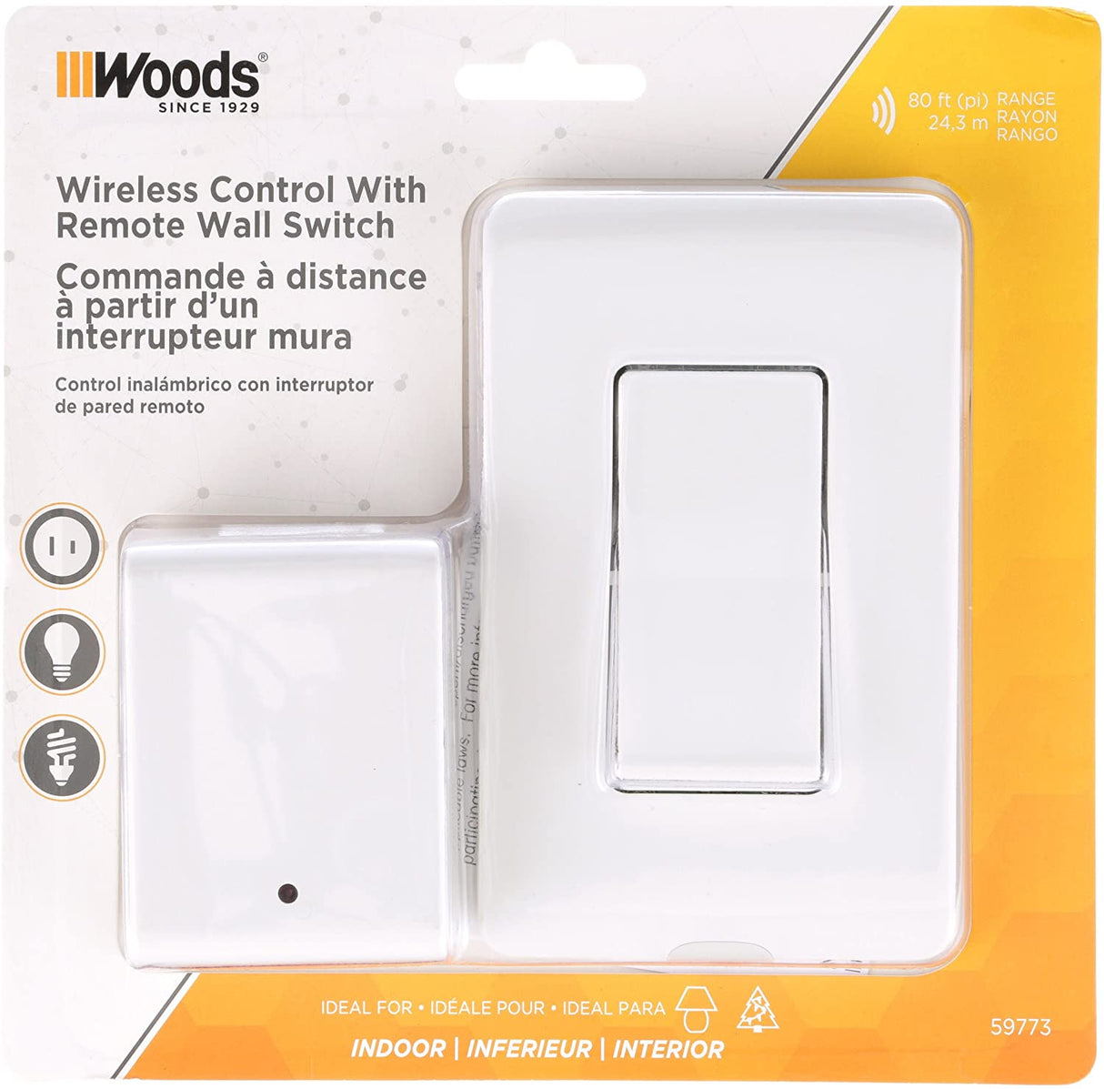 Woods 59773 Indoor Remote Control For Lights with Wall Switch (1 Polarized Outlet) - 5
