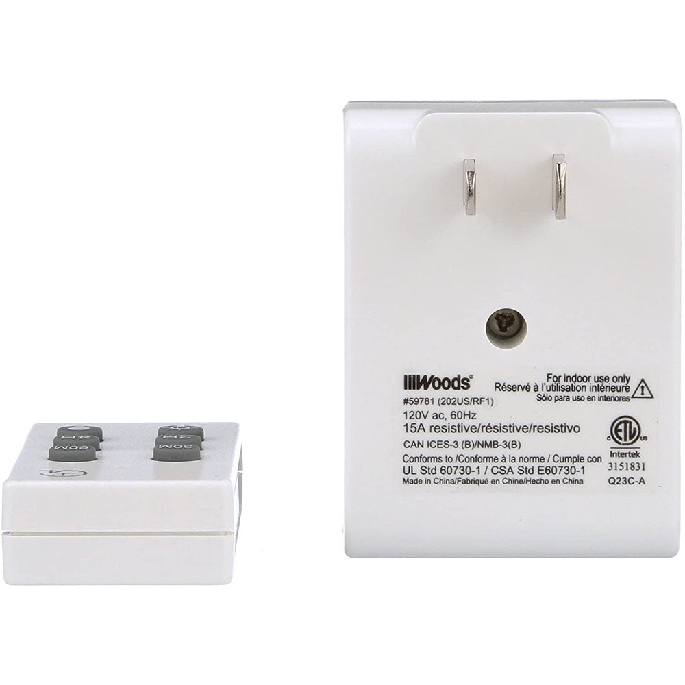 Woods 59781 59781WD Indoor Wireless Remote Control Timer with Countdown, Plug-In, 1 Polarized Outlet - 6
