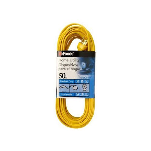 Woods 832 SPT-2 16/3 Flat Utility Extension Cord, 50-Foot, Yellow - 2