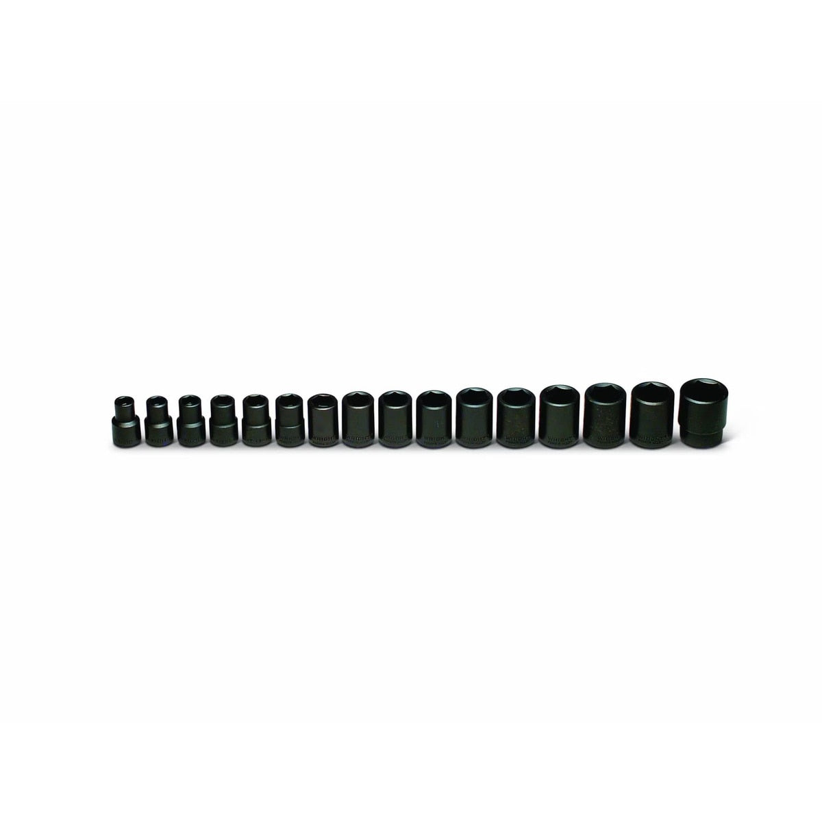 Wright Tool 466 1/2" Drive 6 Point Standard Metric Socket Set with Rail and Clips (16 Piece)