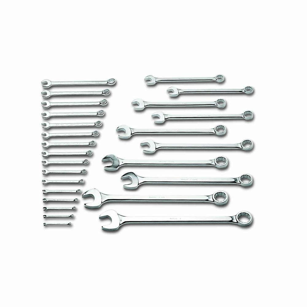 Wright Tool 726 Combination Wrench 26 Piece Set 12 Point Satin 1/4" - 2"