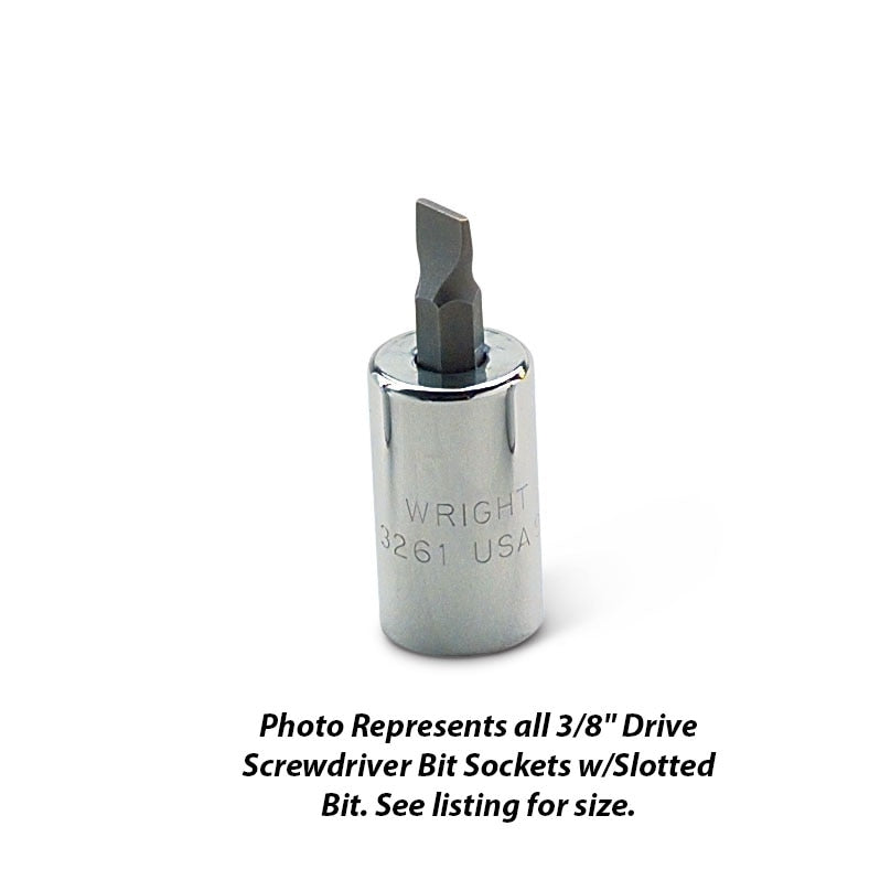Wright Tool 3260 3/8" Drive Screwdriver Bit Socket Standard Slotted Bit 1/4"