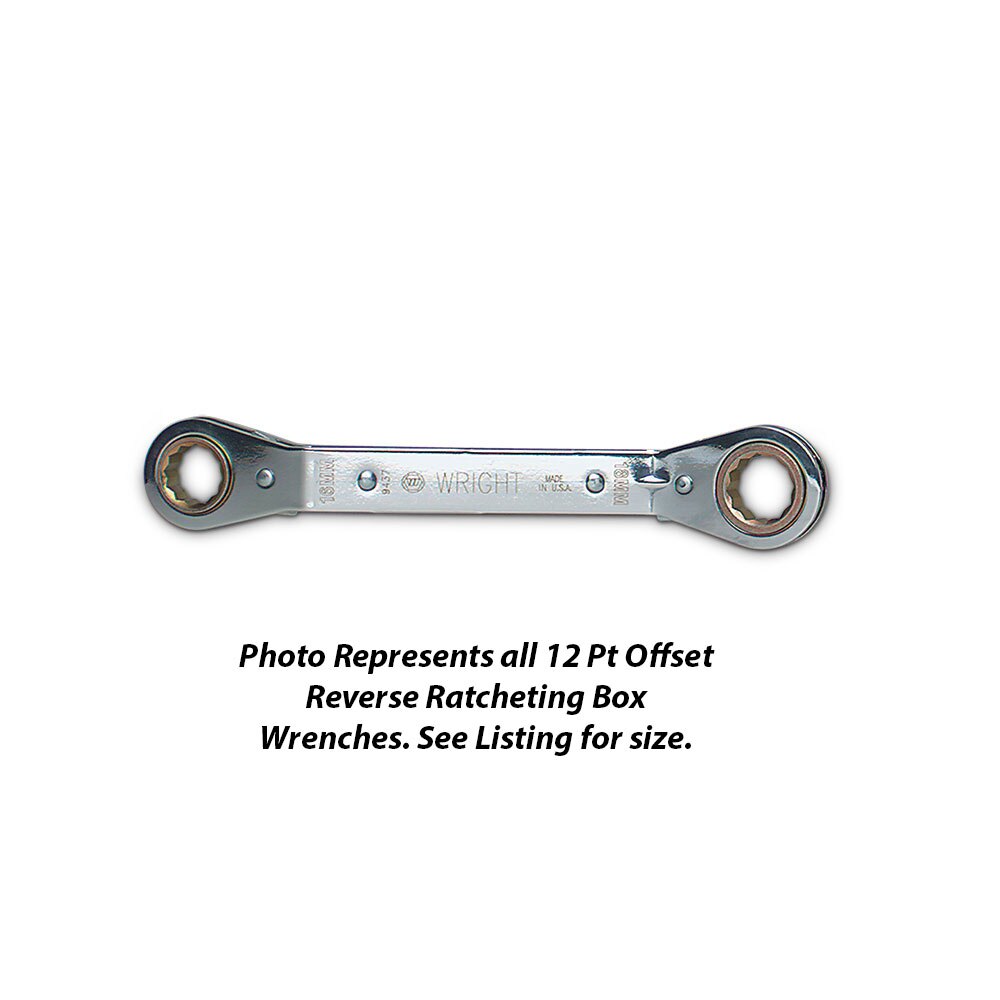 Wright Tool 9437 Offset Reverse Ratcheting Box Wrench 12 Point - 16mm x 18mm