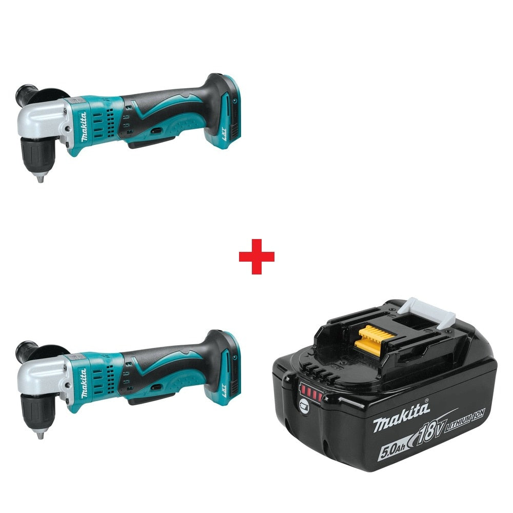 Makita XAD02Z 18V LXT Angle Drill, 2 Pack W/ FREE BL1850B 18V LXT 5.0Ah Battery