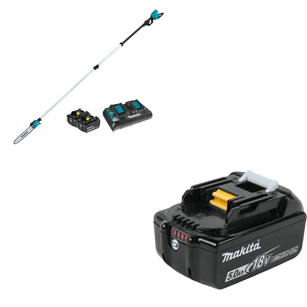 Makita XAU02PTB 36V (18V X2) 10" Telescoping Pole Saw Kit, 13' Length W/ FREE Battery (5.0Ah)