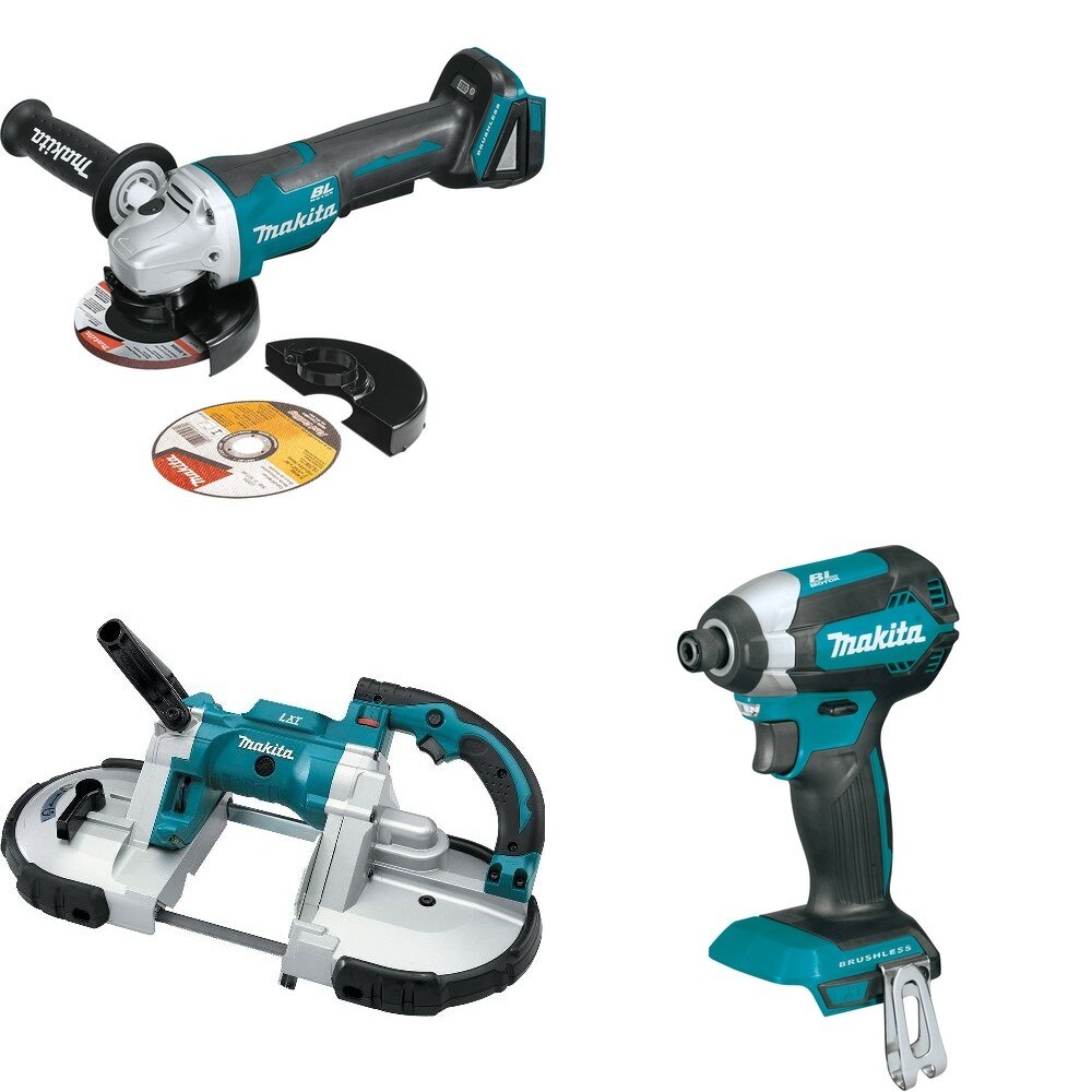 Makita XBP02Z Portable Band Saw W/ XAG11Z Angle Grinder and FREE XDT13Z Impact Driver