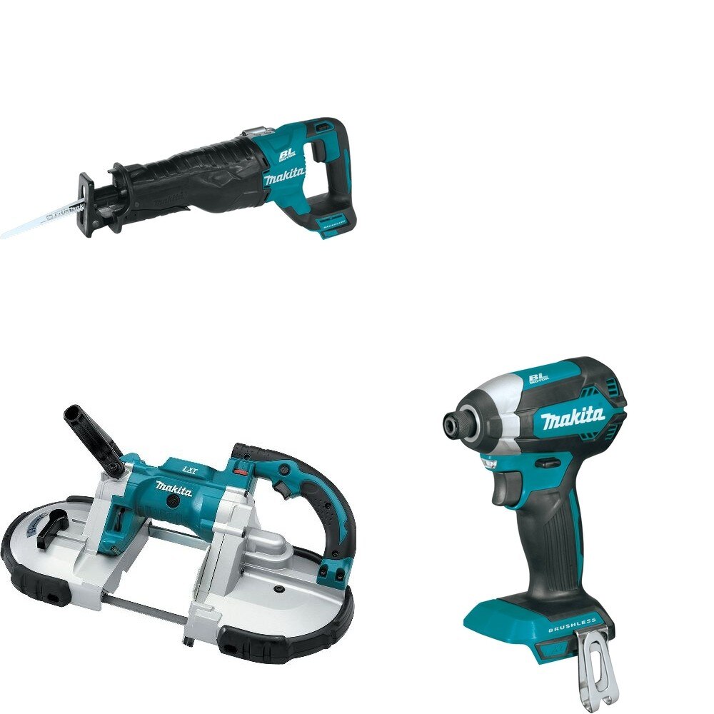 Makita XBP02Z Portable Band Saw W/ XRJ05Z Recipro Saw and FREE XDT13Z Impact Driver