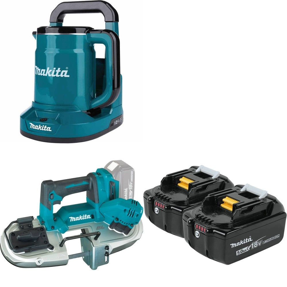 Makita XBP04Z Band Saw W/ XTK01Z 36V (18V X2) LXT Hot Water Kettle and BL1850B-2 5.0Ah Battery